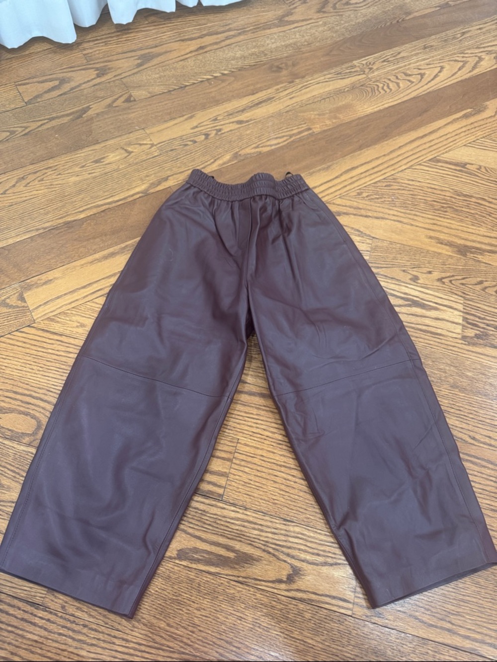 Wide Leg Faux Leather Pants in Deep Brown